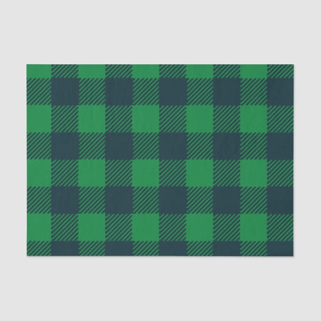 Green and Blue Buffalo Plaid Tissue Paper (Front)