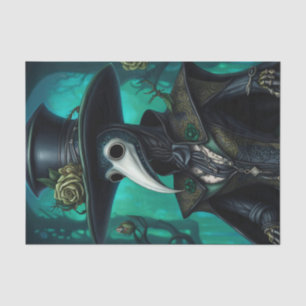 Green and Blue Cartoon Plague Doctor Decoupage  Tissue Paper