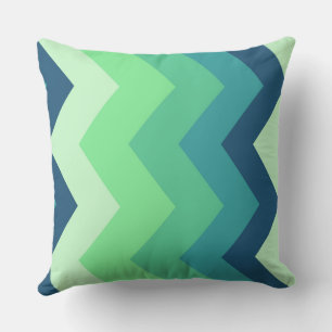 green and blue chevron Pattern Throw Pillow