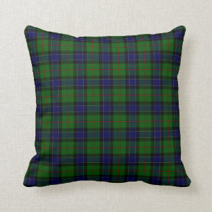 Green and Blue Clan Ogilvie Tartan Throw Pillow