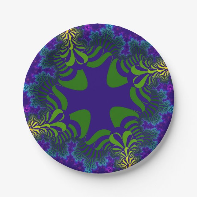 Green and Blue Cross Paper Plate (Front)