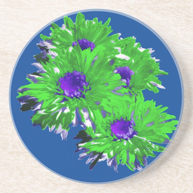 Green And Blue Daisies, Coaster (Front)