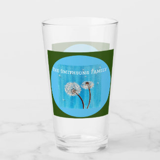 Green and Blue Daisy Flower Personalized Glass