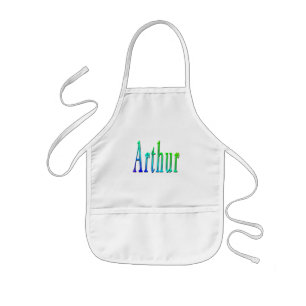 Green And Blue Designed Arthur Name, Kids Apron