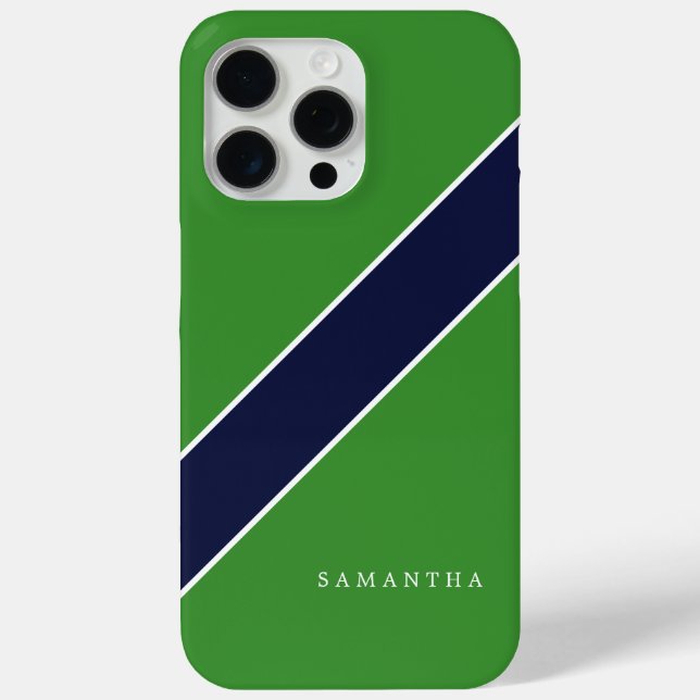 Green and Blue Diagonal Stripe Personalized Case-Mate iPhone Case (Back)