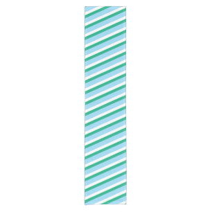 Green and blue diagonal striped table runner
