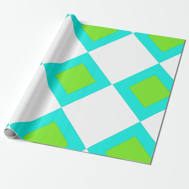 Green and blue diamond pattern wrapping paper (Unrolled)