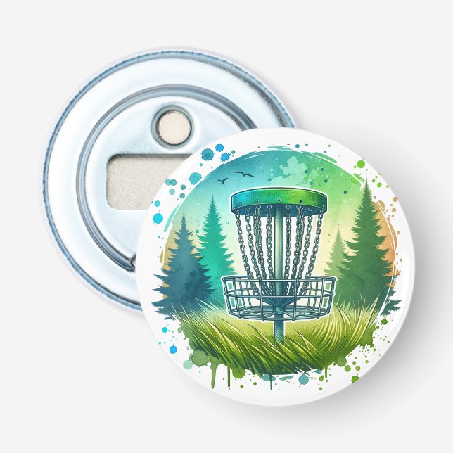 Green and Blue Disc Golf Themed Bottle Opener (Front)