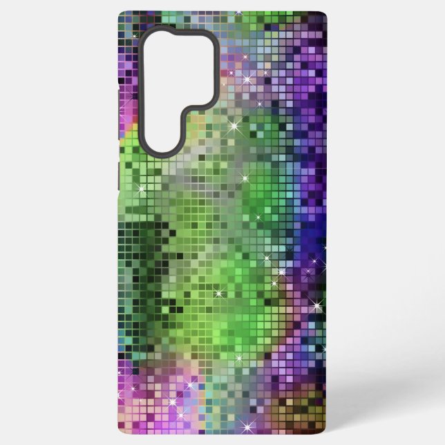 Green And Blue Disco Glitter & Sparkles Print Samsung Galaxy S22 Ultra Case (Back)