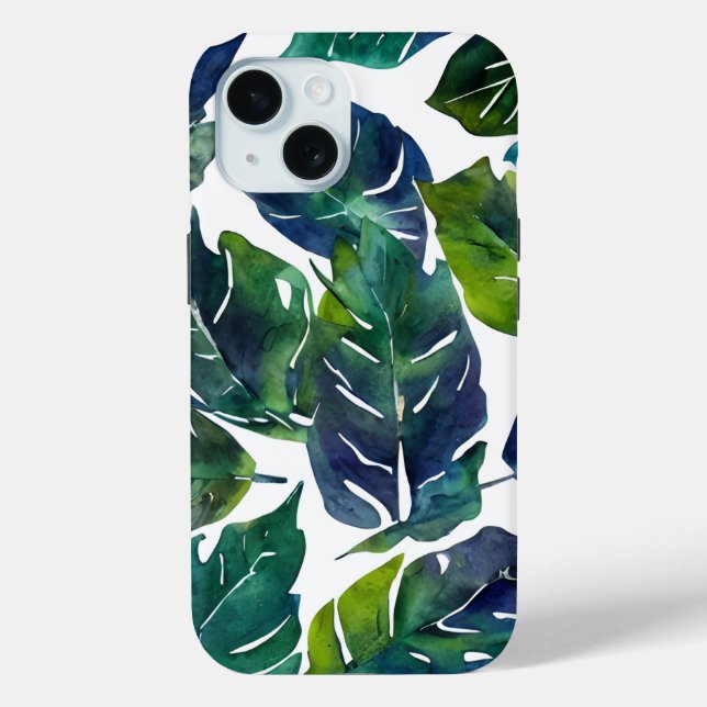 Green and Blue Foliage Philodendron Botanical   Case-Mate iPhone Case (Back)