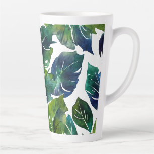 Green and Blue Foliage Philodendron Botanical   Latte Mug
