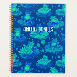 Green And blue Frog Personalized Planner