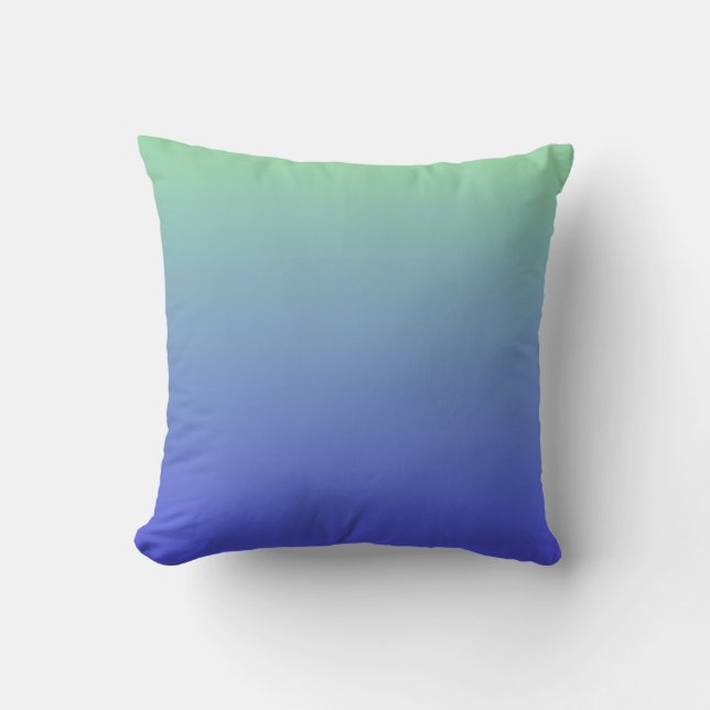 Green and Blue Gradient Colours Throw Pillow (Front)