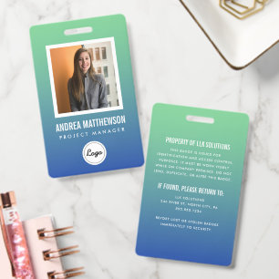 Green and Blue Gradient Employee Badge