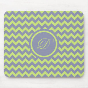 Green And Blue-Grey Retro Chevron Pattern Mouse Pad