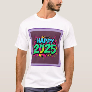 Green and Blue Happy New Year 2025  T-Shirt