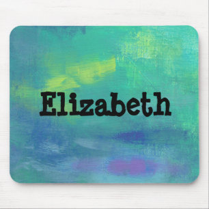 Green and Blue Impressionist Abstract Personalized Mouse Pad