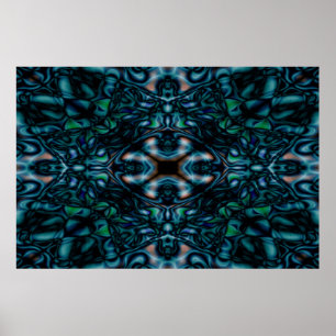 Green and blue kaleidoscope pattern poster