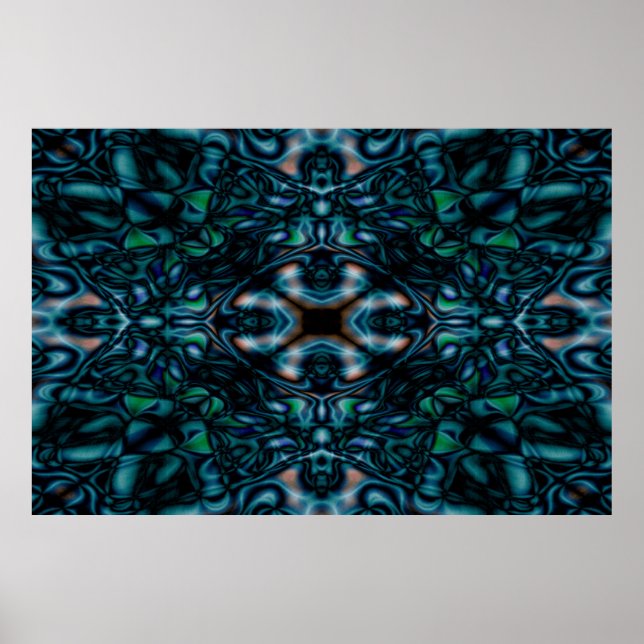 Green and blue kaleidoscope pattern poster (Front)