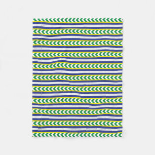 Green and blue Latvian Latgale Ethnic Folk art Fleece Blanket