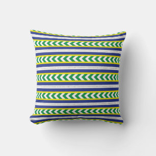 Green and blue Latvian Latgale Ethnic Folk art Throw Pillow