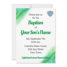 Green and Blue LDS Baptism Invitation
