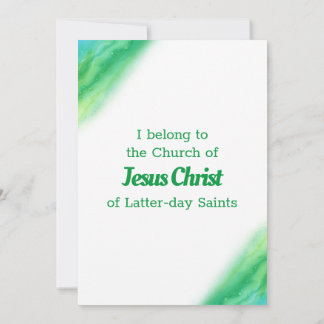 Green and Blue LDS Baptism Invitation
