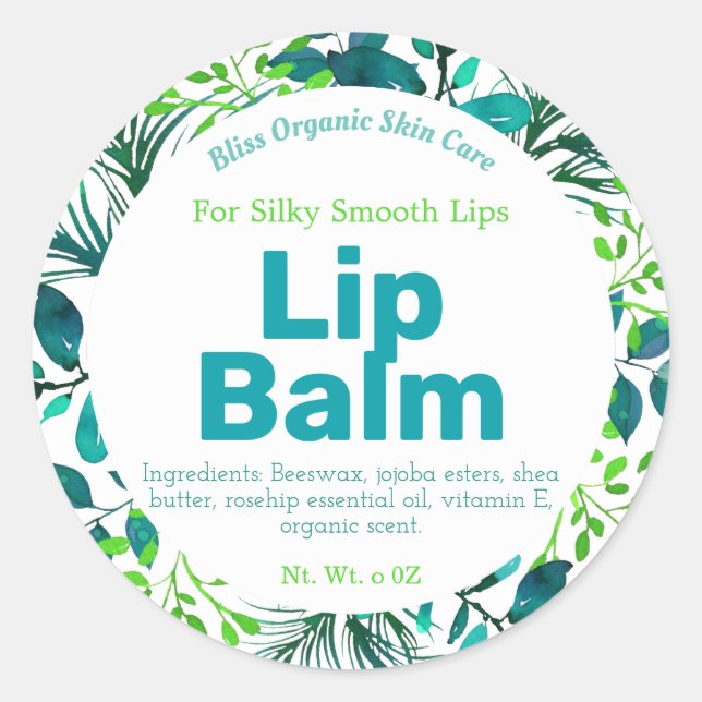 Green And Blue Lip Balm Labels (Front)
