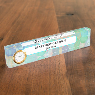 Green and Blue Marble Classy Modern Personalized Nameplate