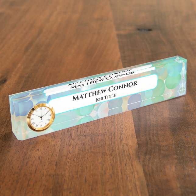 Green and Blue Marble Classy Modern Personalized   Nameplate (Side)