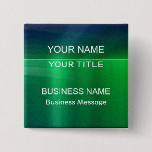 Green and Blue Metalic - Matte Look Name Tag 2 Inch Square Button
