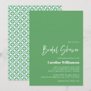 Green and Blue Mid Mod Geometric Bridal Shower  Invitation