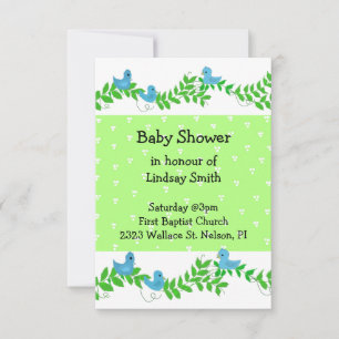 Green and Blue Nature Baby Shower Invitation