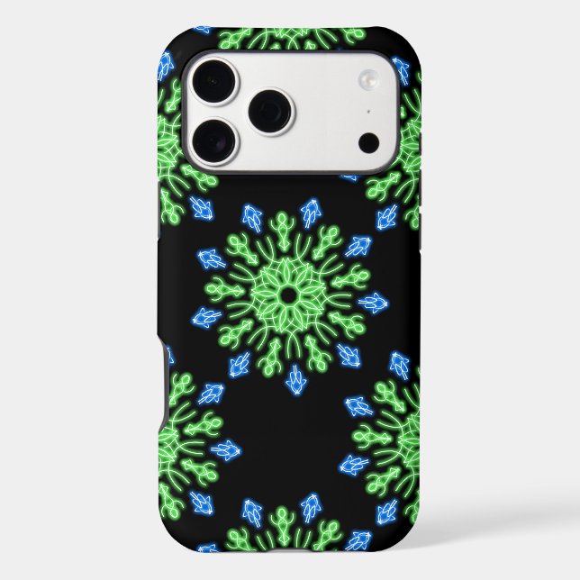 Green and blue neon flower (Back)