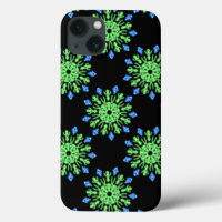 Green and blue neon flower Case-Mate iPhone case