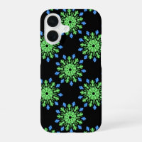 Green and blue neon flower