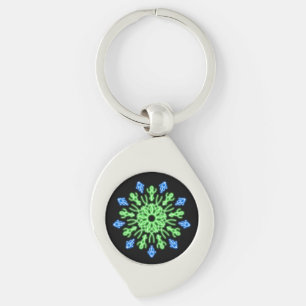 Green and blue neon flower keychain