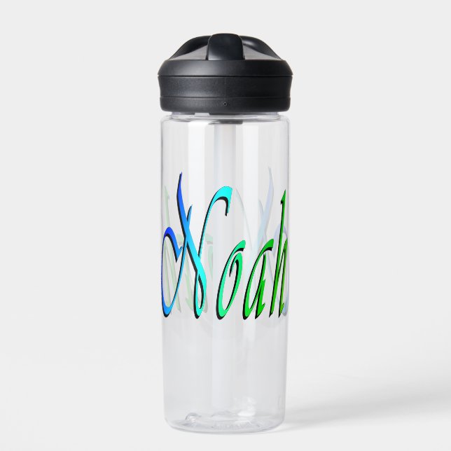 Green And Blue Noah Name, Water Bottle (Front)
