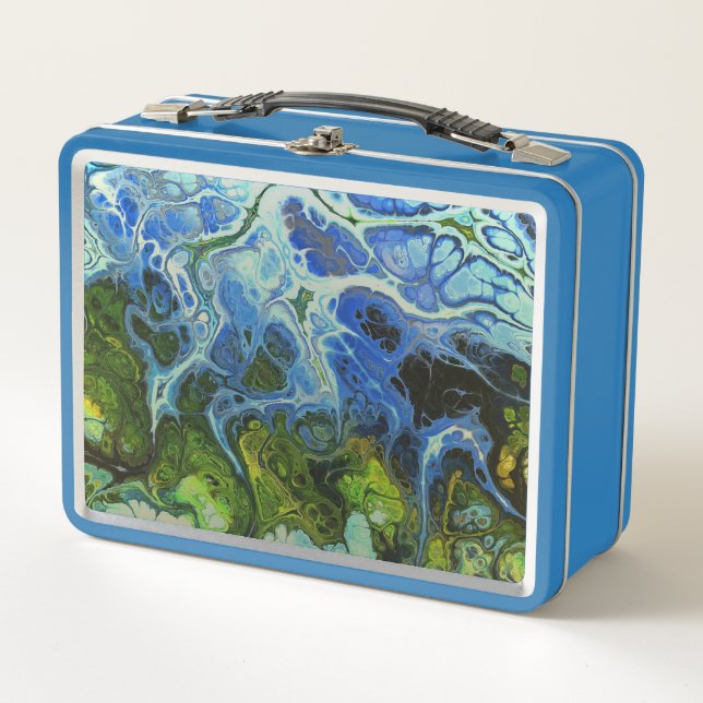 Green and Blue Organic Swirl Lunchbox (Front)