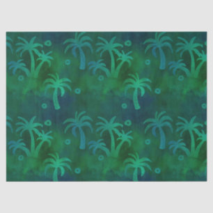 Green and Blue Palm Tree Decoupage Tissue Paper