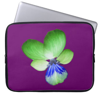 Green and Blue Pansy Laptop Bag