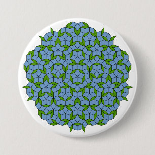 Green and Blue Penrose Rhombus Pattern 3 Inch Round Button