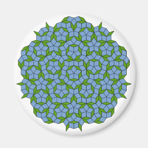 Green and Blue Penrose Rhombus Pattern Magnet