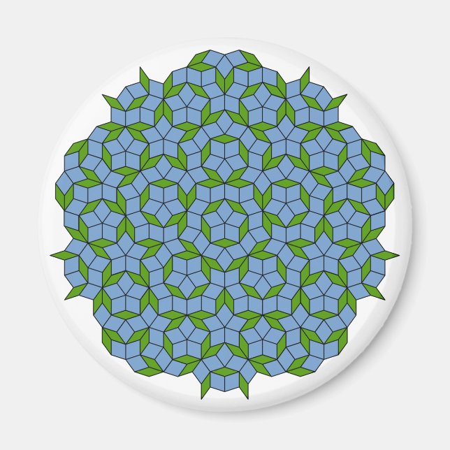 Green and Blue Penrose Rhombus Pattern Magnet (Front)