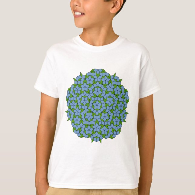 Green and Blue Penrose Rhombus Pattern T-Shirt (Front)
