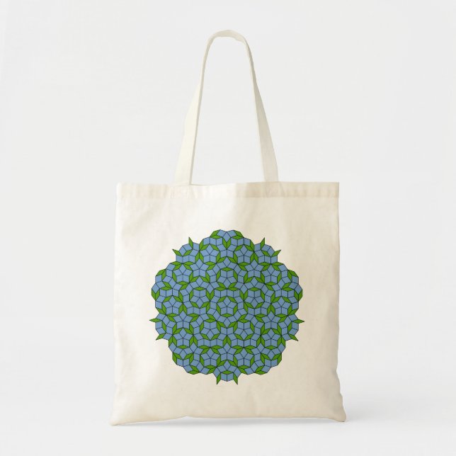 Green and Blue Penrose Rhombus Pattern Tote Bag (Front)