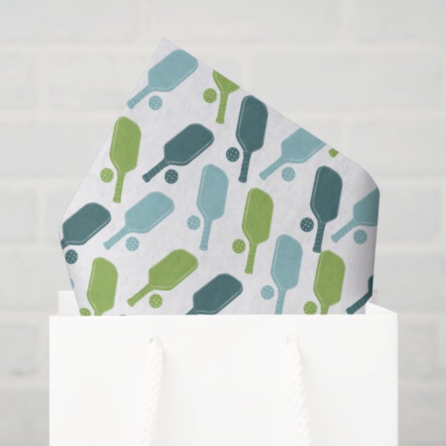 Green and Blue Pickleball Patterned Tissue Paper (Gift Bag)