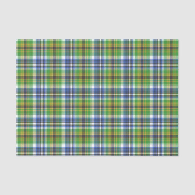 Green And Blue Plaid Tissue Paper (Front)