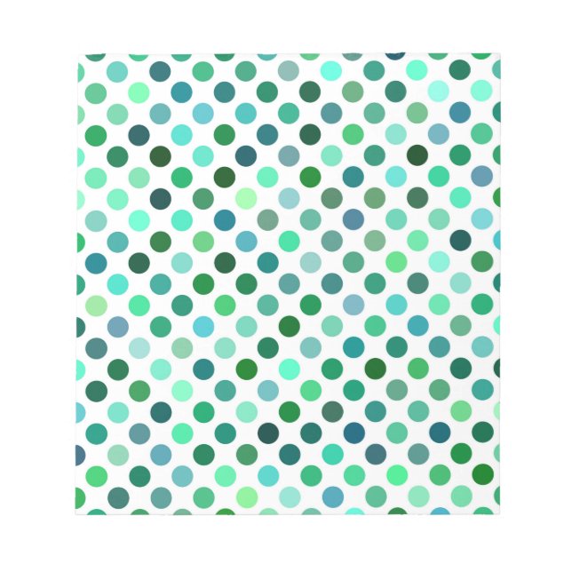 Green and Blue Polka Dot Notepad (Front)
