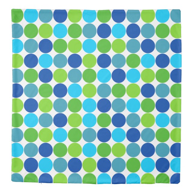 Green and Blue Polka Dot Pattern Duvet Cover (Back)